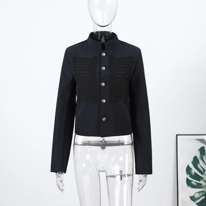 Black Velvet Tassel Jacket Knot Button Asymmetric Hem Long Sleeve Slim Fit Elegant Daily Commute Streetwear Fashion Outerwear
