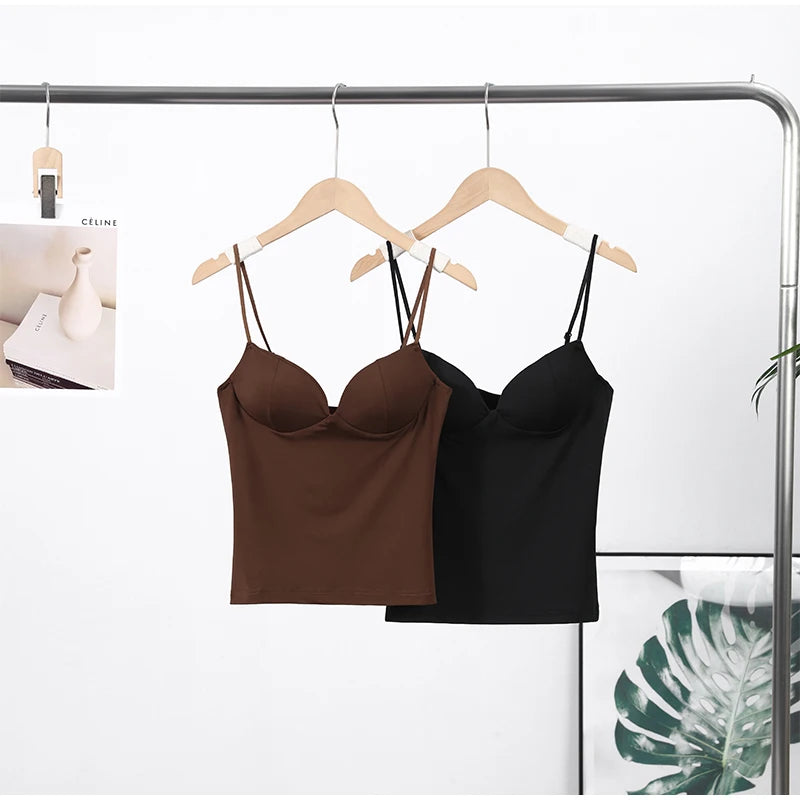 Women Solid Deep-V Satin Camisole Corset Top Elegant Double-Strap Fitted Cropped Back-Tie 2025 Chic Versatile Date Lady Tops