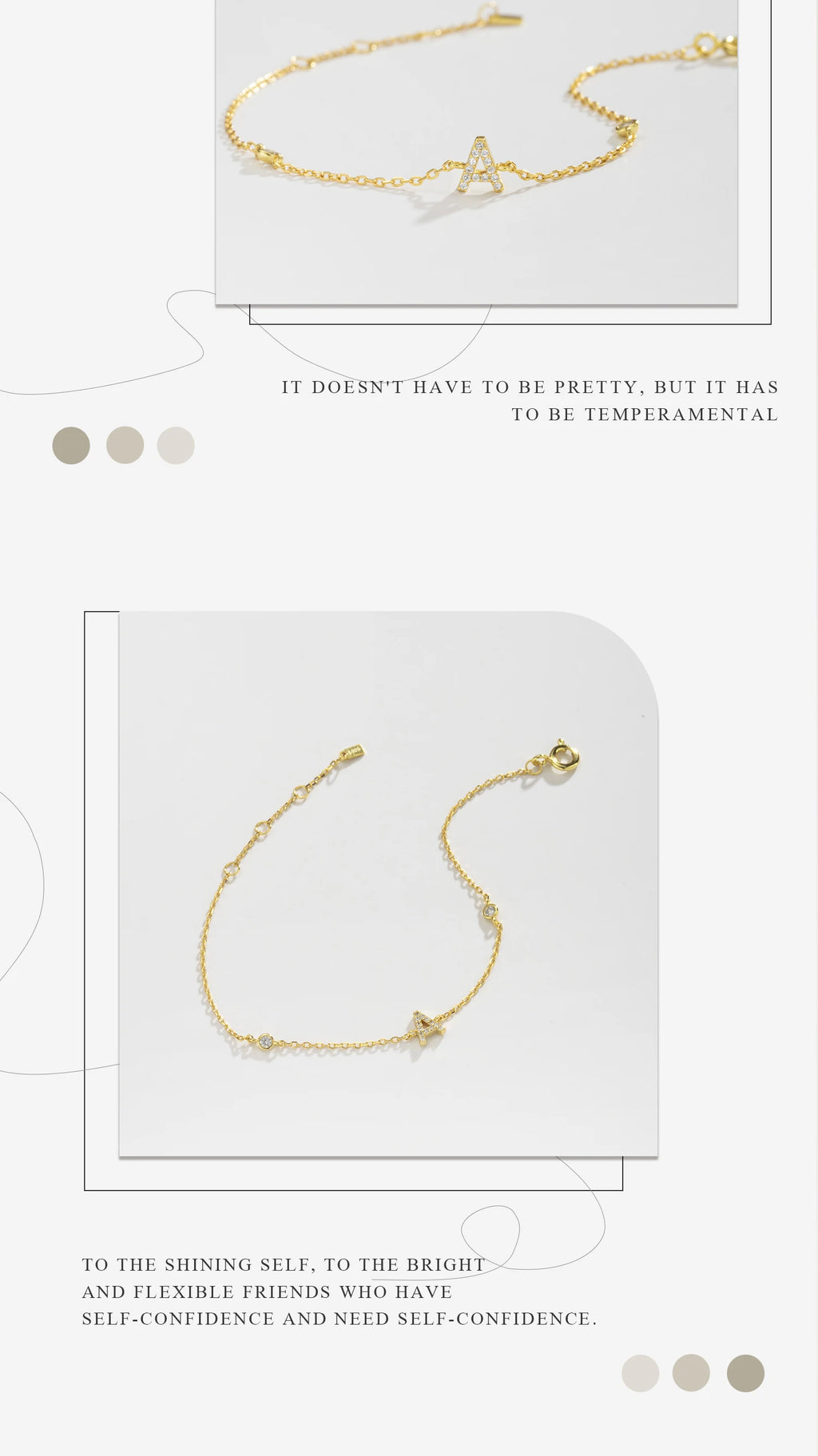 925 Sterling Silver Initial 26 Letters Alphabet Monogram Gold Name Bracelet Crystal CZ Zircon 2021 Fashionable Jewelry