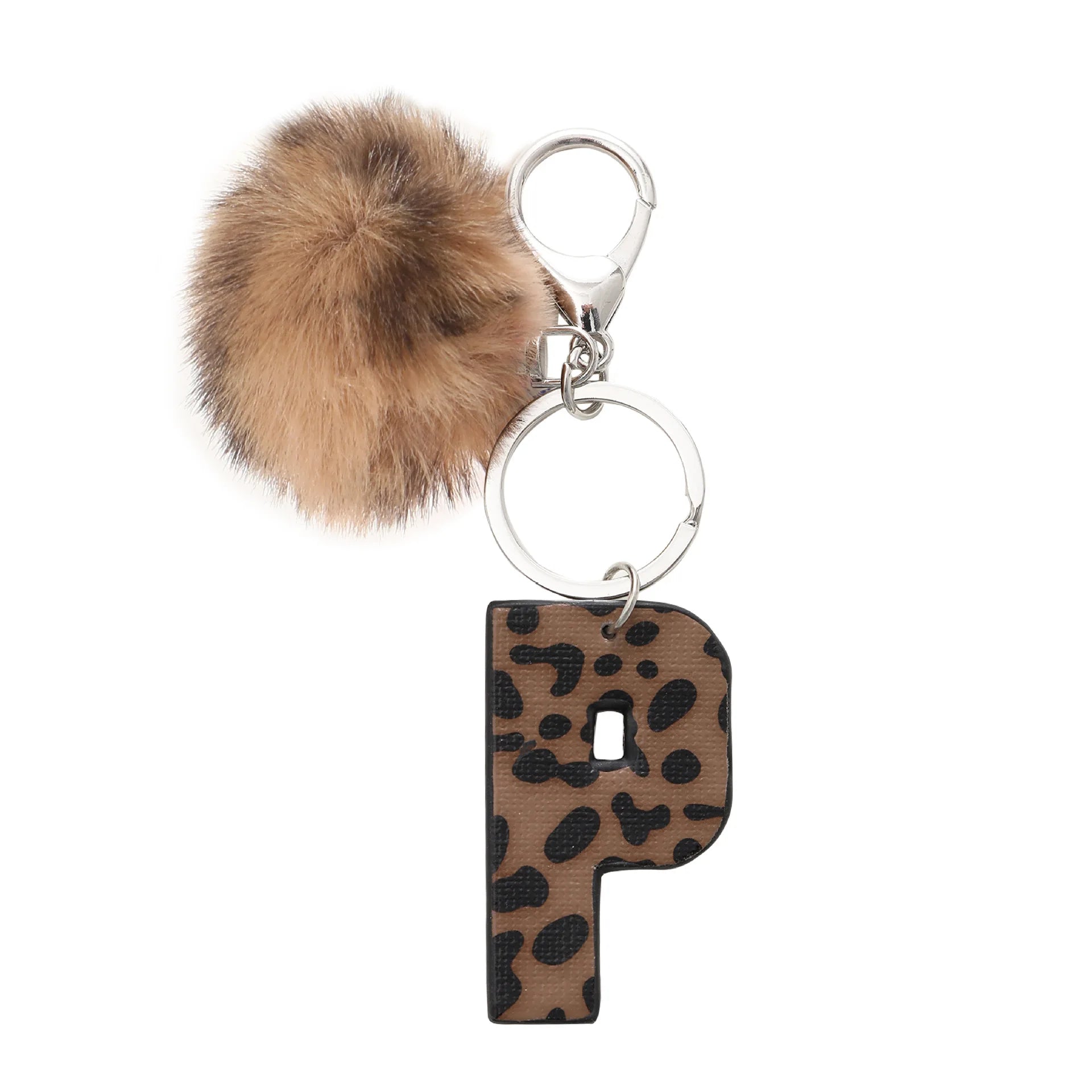 Fashion Leopard English Alphabet Artificial Leather Keychain Exquisite Letter Keyring Women Handbag Charms Accessories Gifts