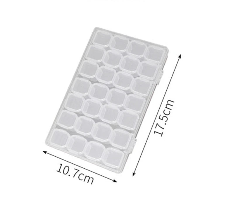 28-Grid Plastic Jewelry Storage Box, Organizer Case for Necklaces, Earrings, Rings