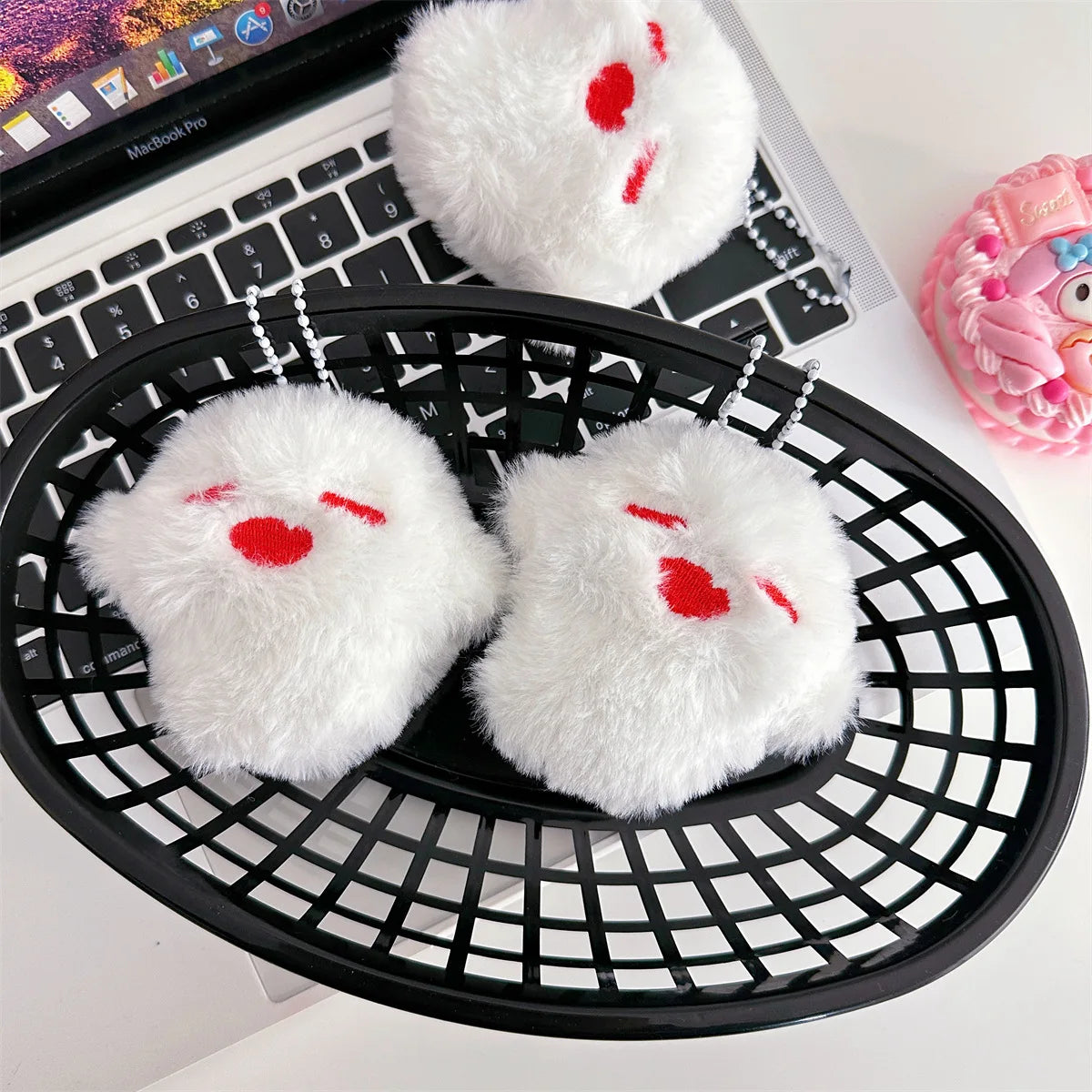 IFYOUOO Hutao Cosplay Keychain Unisex Ghost Pendant Plush Doll Key Rings Accessories Key Chains Hanging Bag Charms