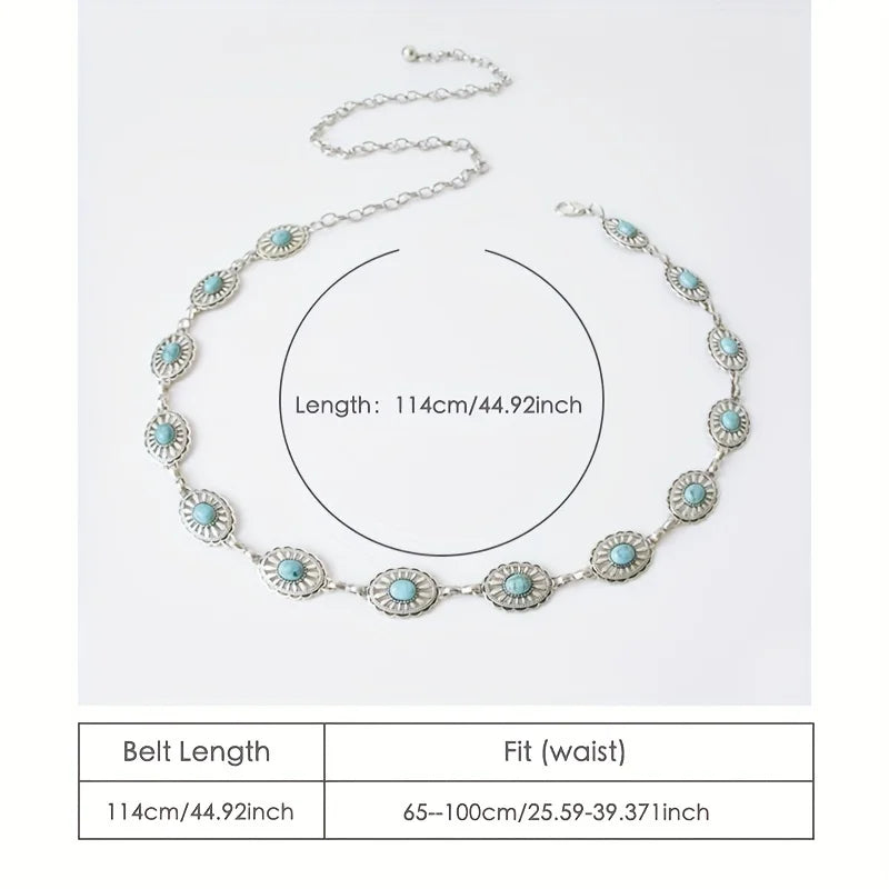 Turquoise Chain Belt Waist Belts For Women For Dresses Metal Belt Womens Western Belts Women's Belts