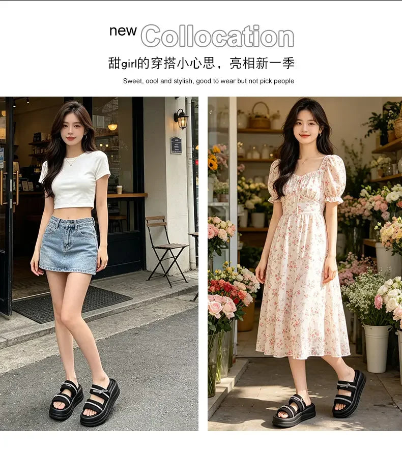Ladies Summer Casual Flat Sandals Anti Slip Stable Sole Elegant Simple Design Daily Walking Student Footwear