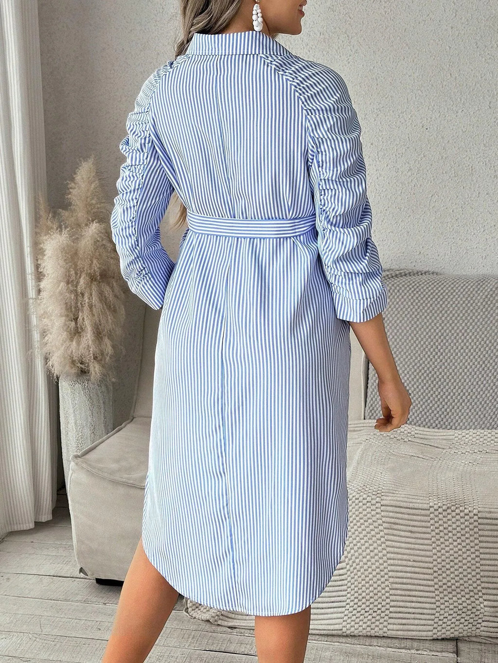 Maternity Clothes Pregnant Women Dresses Clothing Lapel Button Casual Skirt Pleated Seven-quarter Sleeve Shirt Spring Jumpsuit