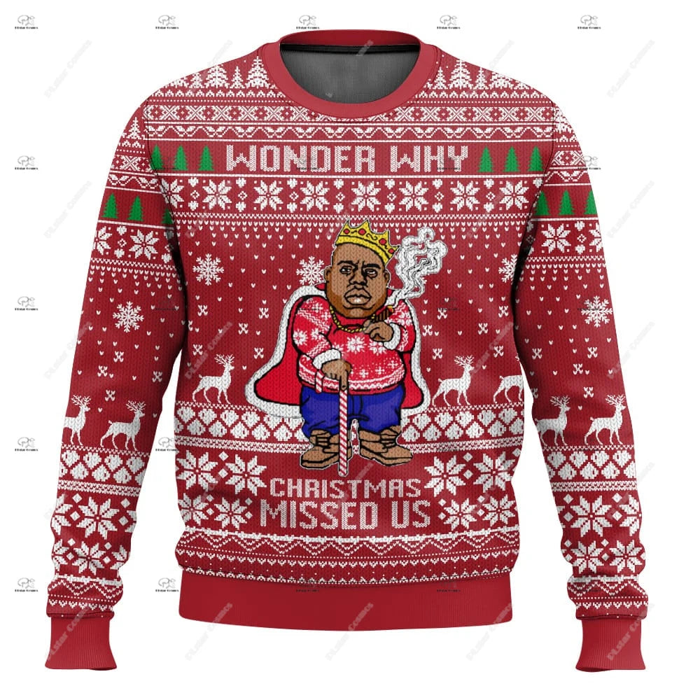 Christmas Santa Claus Pet Cat Knitted Ugly Sweater Graffiti Retro Vintage 3DPrint Pullover Harajuku Casual Funny Long Sleeves 43