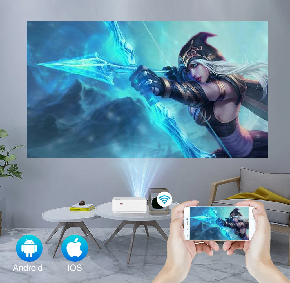 WZATCO New D5 1080P 5G WiFi Android Smart Digital Focus Full HD Projector LED Video Home Theater Cinema Proyector LCD Beamer