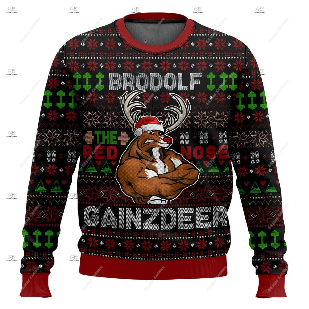 Christmas Santa Claus Pet Cat Knitted Ugly Sweater Graffiti Retro Vintage 3DPrint Pullover Harajuku Casual Funny Long Sleeves 43