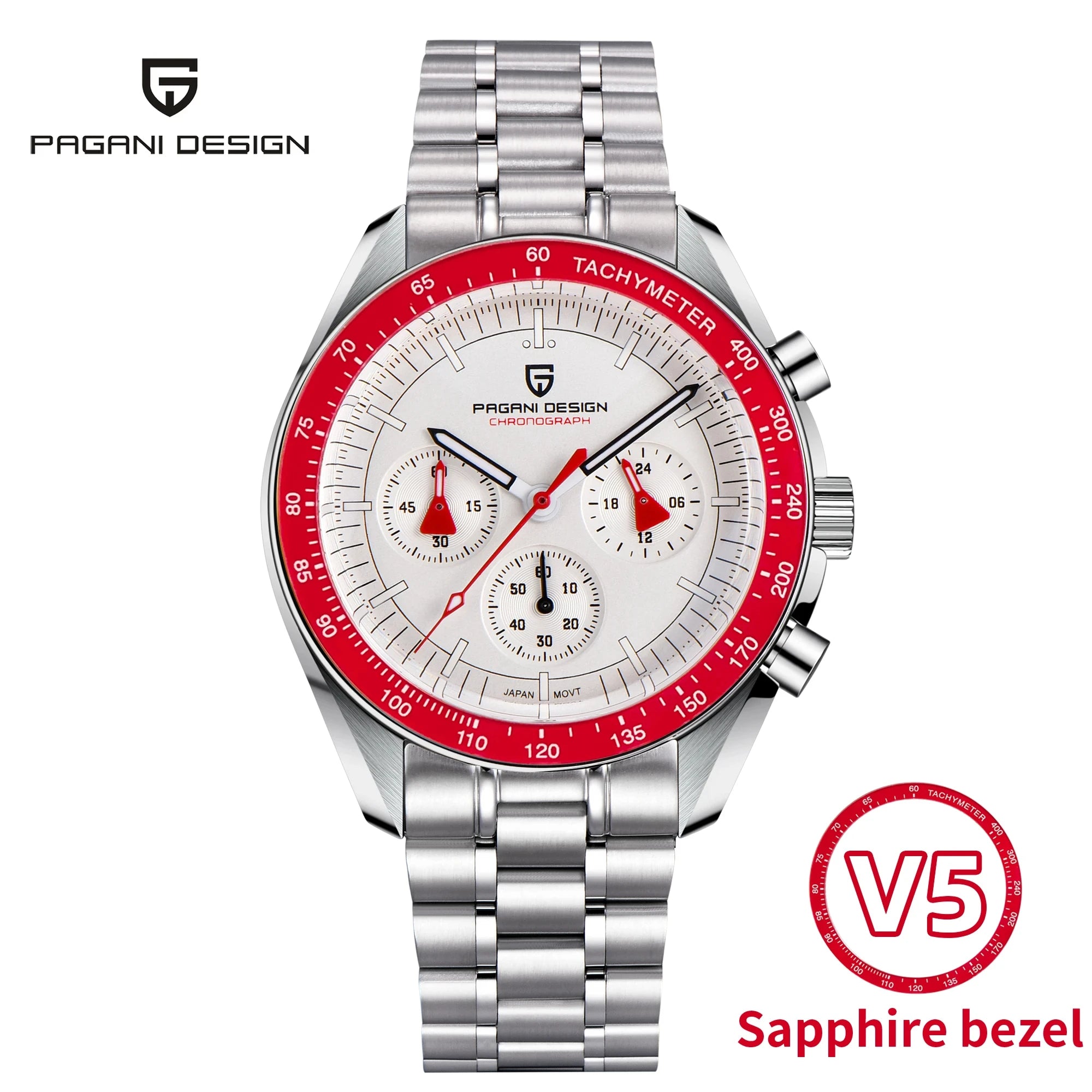 PAGANI DESIGN 2026 New Saturn Watch Luxury Quartz Watches For Men Stainless steel Luminous AR Sapphire crystal Chronograph Man