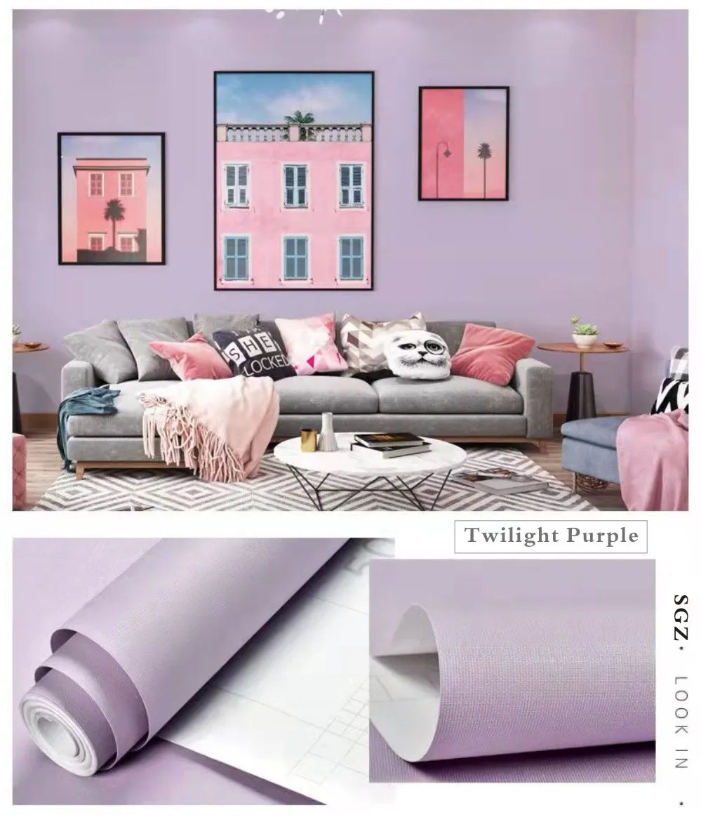 Solid Color Self-Adhesive Macaron Wallpapers Furnitures Cabinet Renovation Sticker Bedroom Vinyl Film DIY Living Room Home Decor