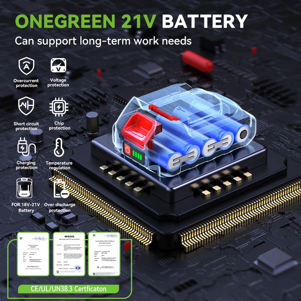 ONEGREEN 25+3 Torque Electric Impact Drill 3 Mode Adjustable Cordless Electric Screwdriver Power Tool For Makita 21V Battery Pin