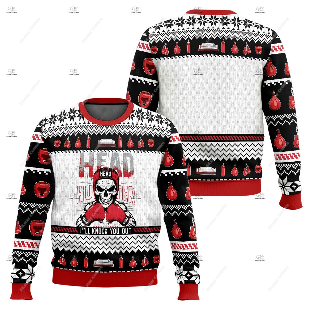 Christmas Santa Claus Pet Cat Knitted Ugly Sweater Graffiti Retro Vintage 3DPrint Pullover Harajuku Casual Funny Long Sleeves 43