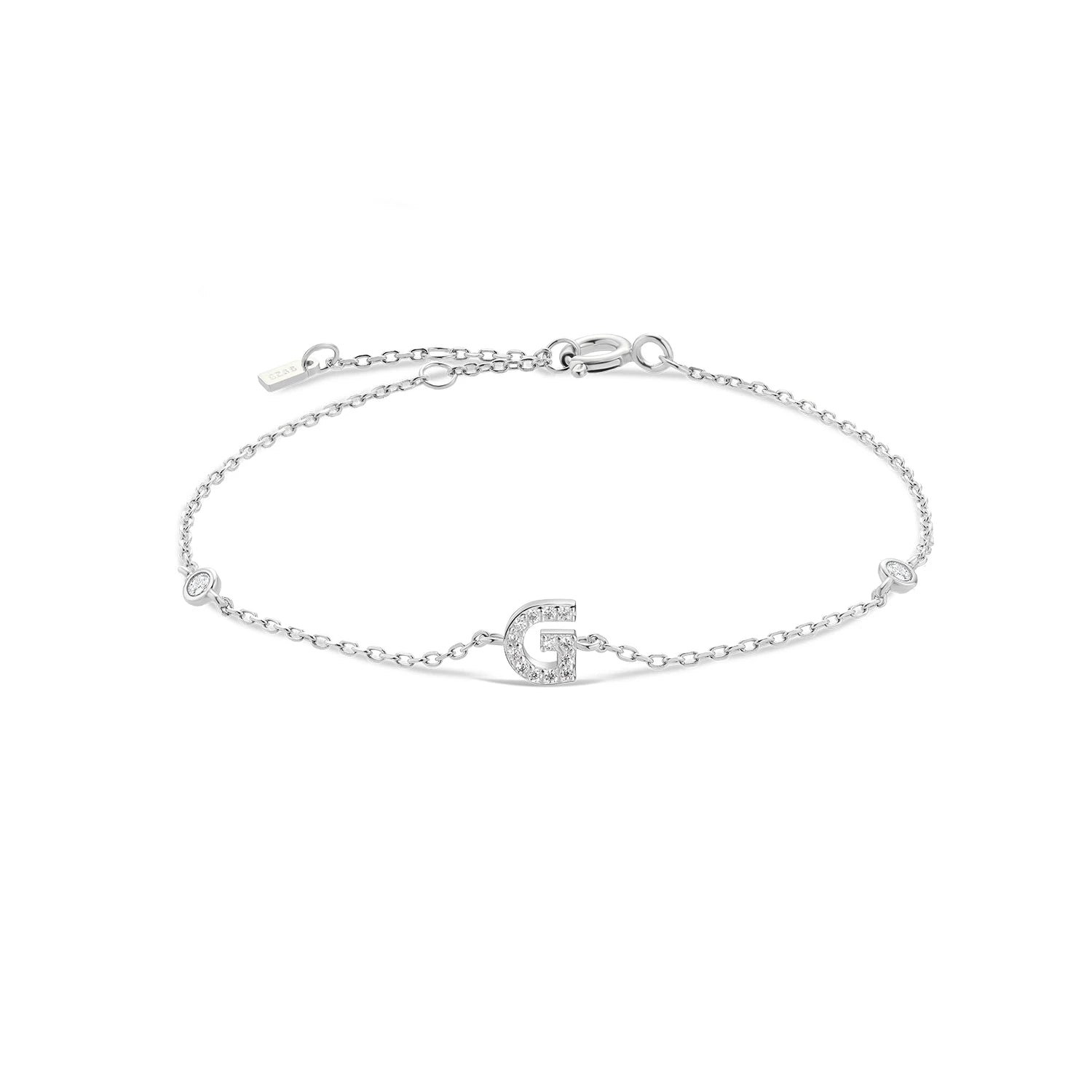 925 Sterling Silver Initial 26 Letters Alphabet Monogram Gold Name Bracelet Crystal CZ Zircon 2021 Fashionable Jewelry