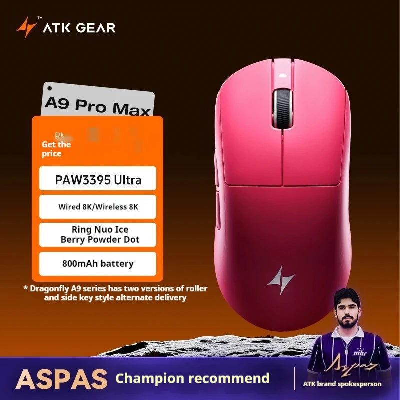 Atk A9 Plus Wireless Gaming Mouse A9/A9 Se/A9 Plus/A9 Pro Tri Mode 8k 53g Lightweight E-Sports Gaming Mouse Pc  Accessory Instoc