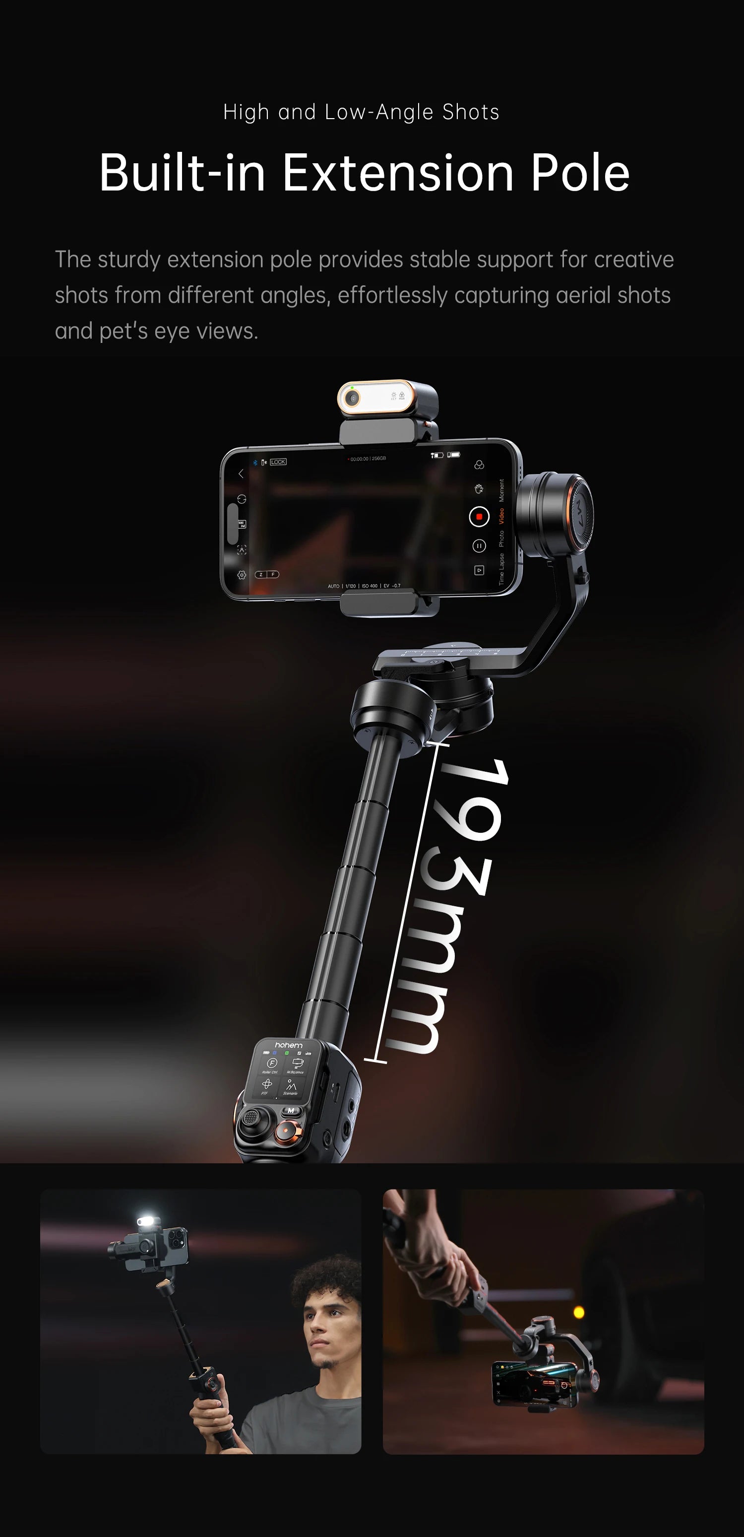 Hohem official-website isteady М7 Stabilizer Ai Face Tracking 3-Axis Phone Gimbal Built-in Selfie Stick iPhone16/Samsung Gimbal
