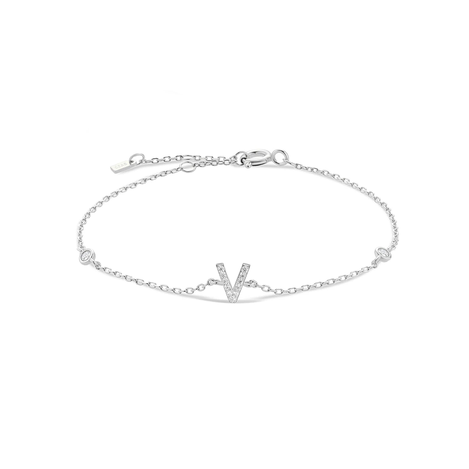 925 Sterling Silver Initial 26 Letters Alphabet Monogram Gold Name Bracelet Crystal CZ Zircon 2021 Fashionable Jewelry