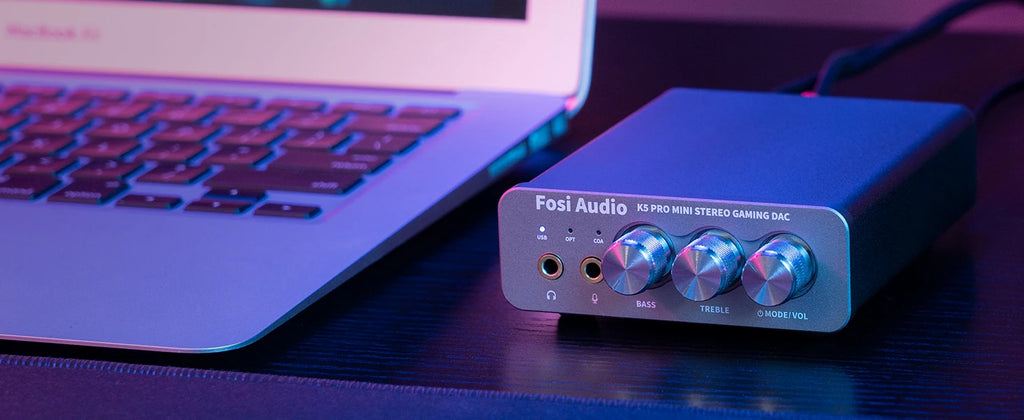 Fosi Audio K5 PRO Gaming USB DAC With Microphone Headphone Amplifier Desktop Mini Audio DAC Amp For PS5 PC