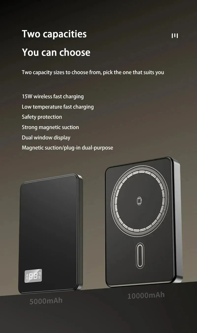Lenovo 500000mAh Wireless Magnetic PowerBank for Magsafe Fast Charging PD22.5W Portable External Battery Supply for iPhone 15-17