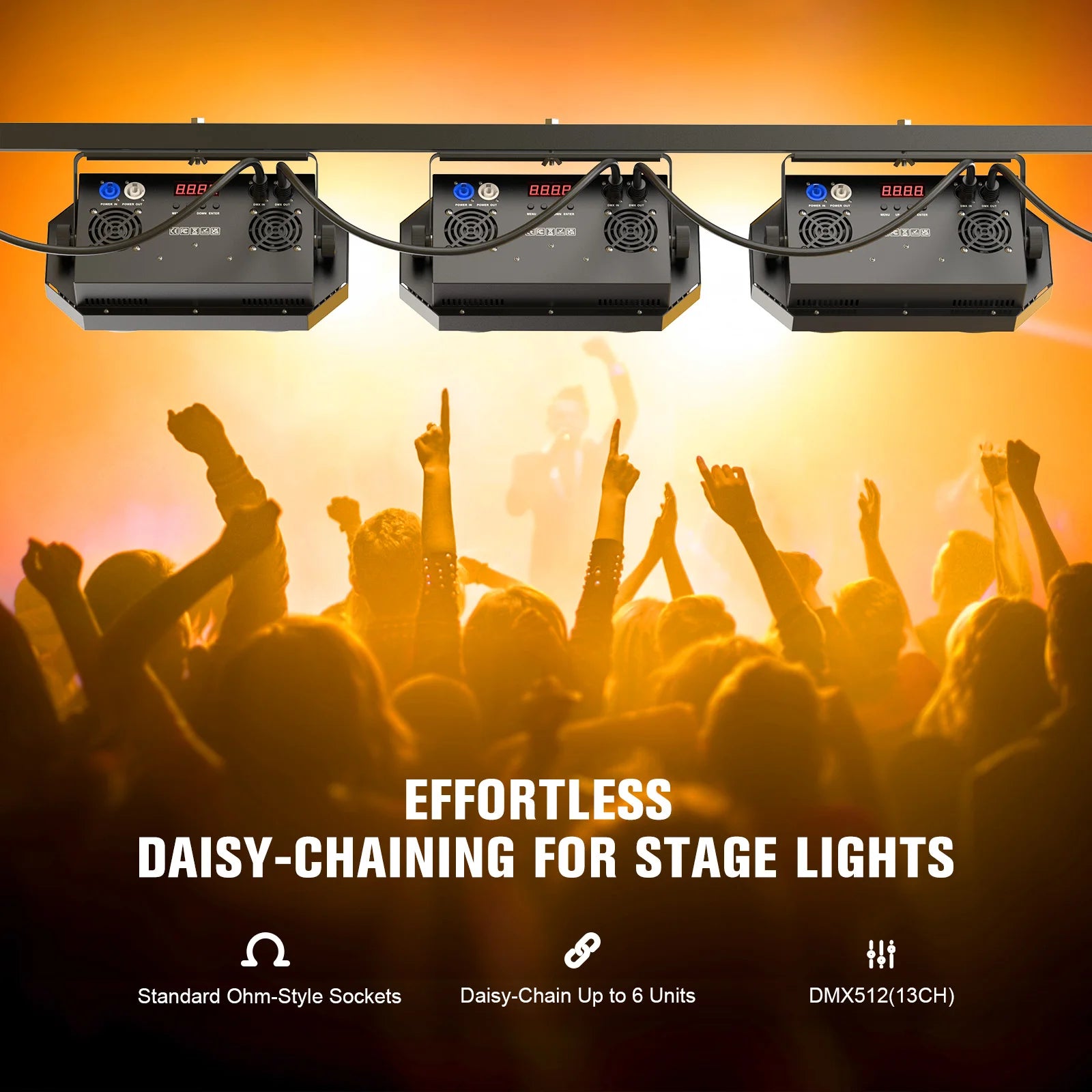 Fieryzeal 2PCS 200W COB LED Par Light 2x100W Cool&Warm White 2IN1 RGB Audience Light DMX Strobe Stage Light for DJ Disco Party