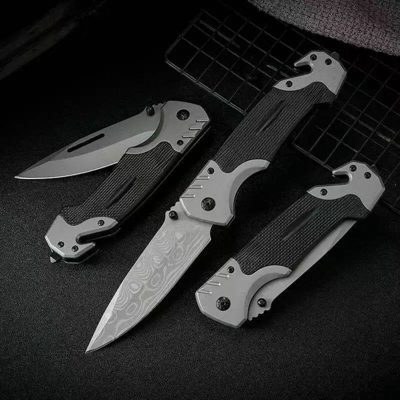 Stainless Steel Folding Utility Knife, Portable EDC Pocket Cutting Tool with Non-slip Handle for Camping, Hiking & Daily Tasks