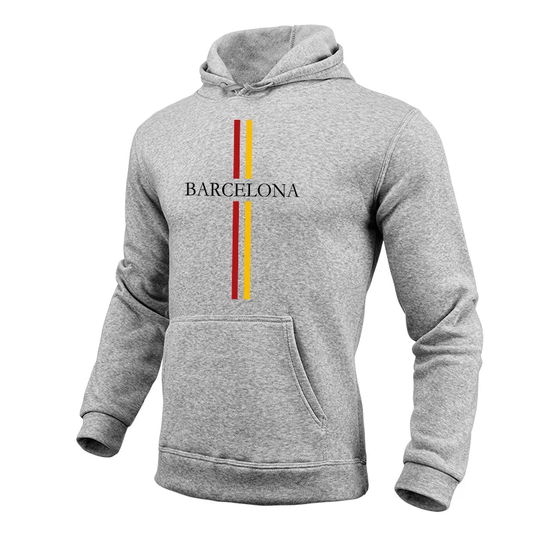 Barcelona Fashion Male Hooded Sweatshirts All Season Daily Casual Sports Hoodies 2025 Urban Trend Pullover Men's Clothes Gym Top
