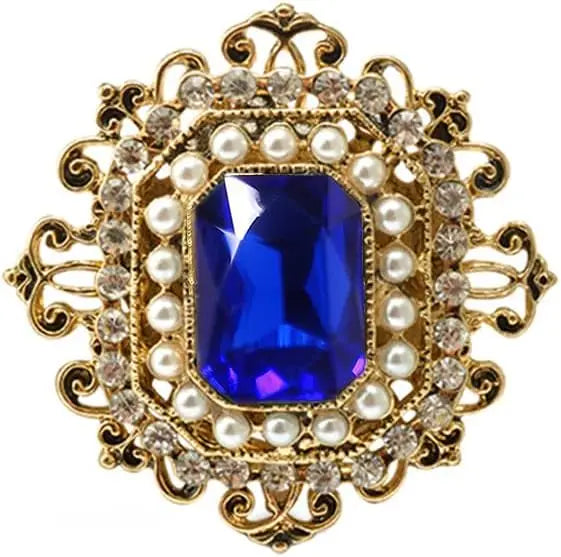 Vintage Rhinestone Brooch for Women Girls Baroque Rectangle Crystal Shell Pearl Brooches Elegant Wedding Christmas Ornament Gift