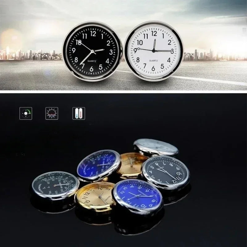 Mini relógio luminoso para painel de carro, relógio digital universal de quartzo em ornamento automático para acessórios