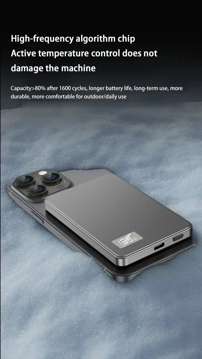 Lenovo 500000mAh Wireless Magnetic PowerBank for Magsafe Fast Charging PD22.5W Portable External Battery Supply for iPhone 15-17