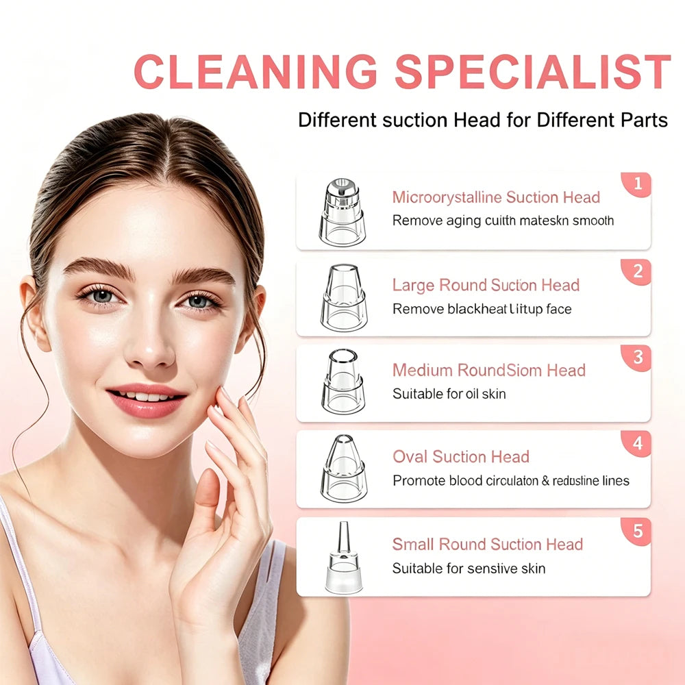 Electric Blackhead Remover Vacuum Acne Cleaner Black Dots Removal Facial Deep Cleansing Pore Cleaner Machine Skin Care Tools