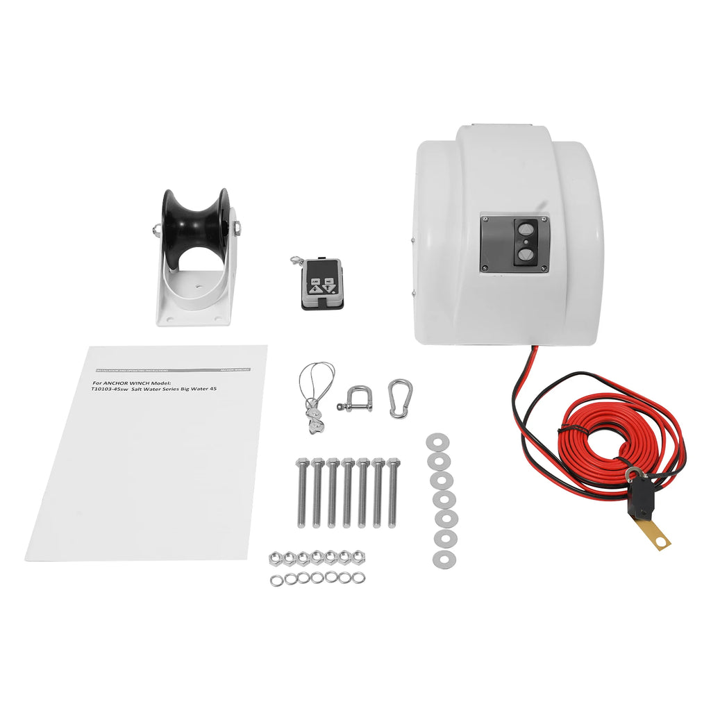 Electric Boat Anchor Winch Saltwater Pontoon Anchor Winch For Small Boats With Wireless Remote Control Kit 45 Lbs
