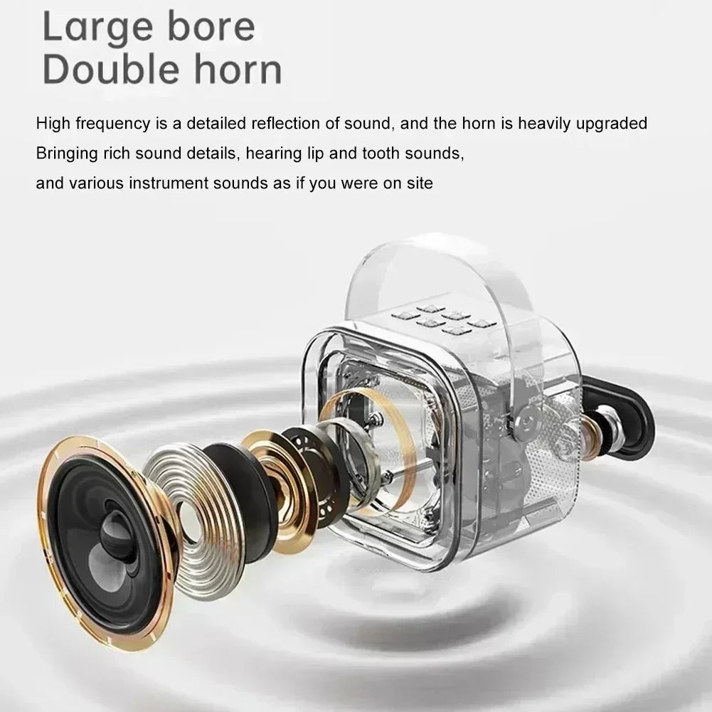 K12 Bluetooth speaker karaoke machine portable speaker system with 2 wireless microphones family family singing children's gif