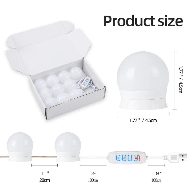 LED Bulb Makeup Lamp USB Power Supply 5V Bathroom,Room Decoration Mirror-mounted Lamp Makeup Mirror Lighting Fixture
