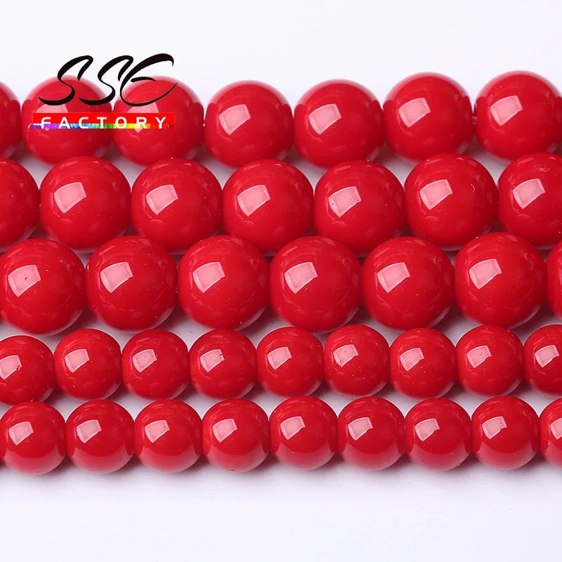 Wholesale Red Coral Stone Beads For Jewelry Making Round Loose Spacer Beads Diy Bracelets Necklace Accessories 4 6 8 10 12mm 15"