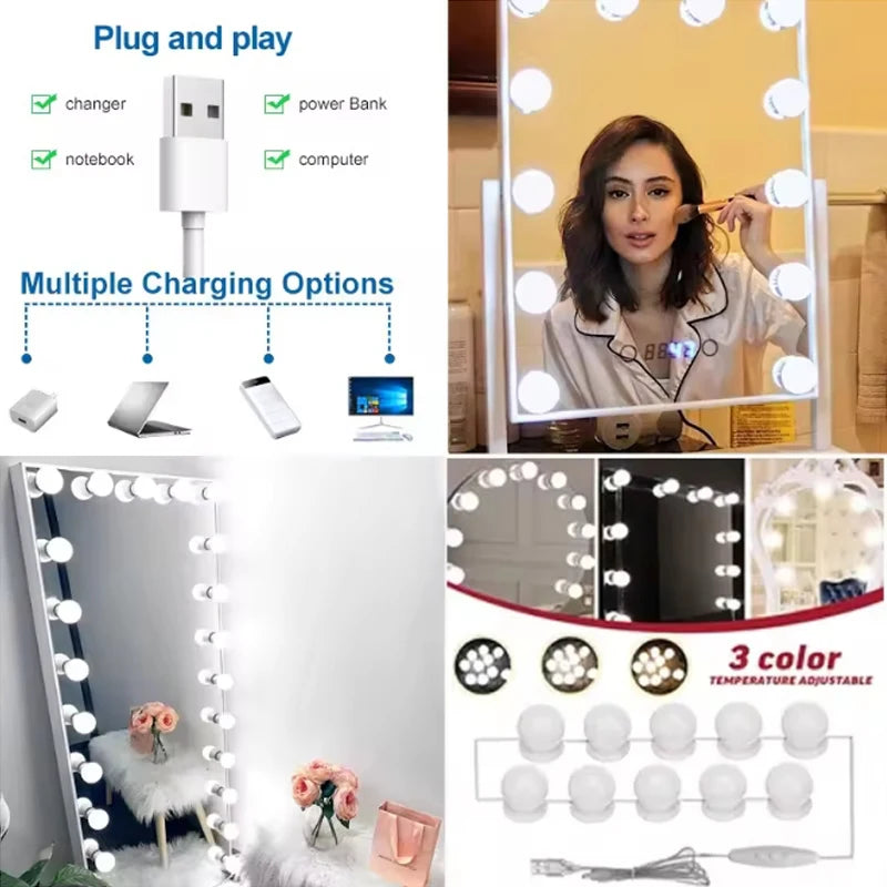 LED Bulb Makeup Lamp USB Power Supply 5V Bathroom,Room Decoration Mirror-mounted Lamp Makeup Mirror Lighting Fixture