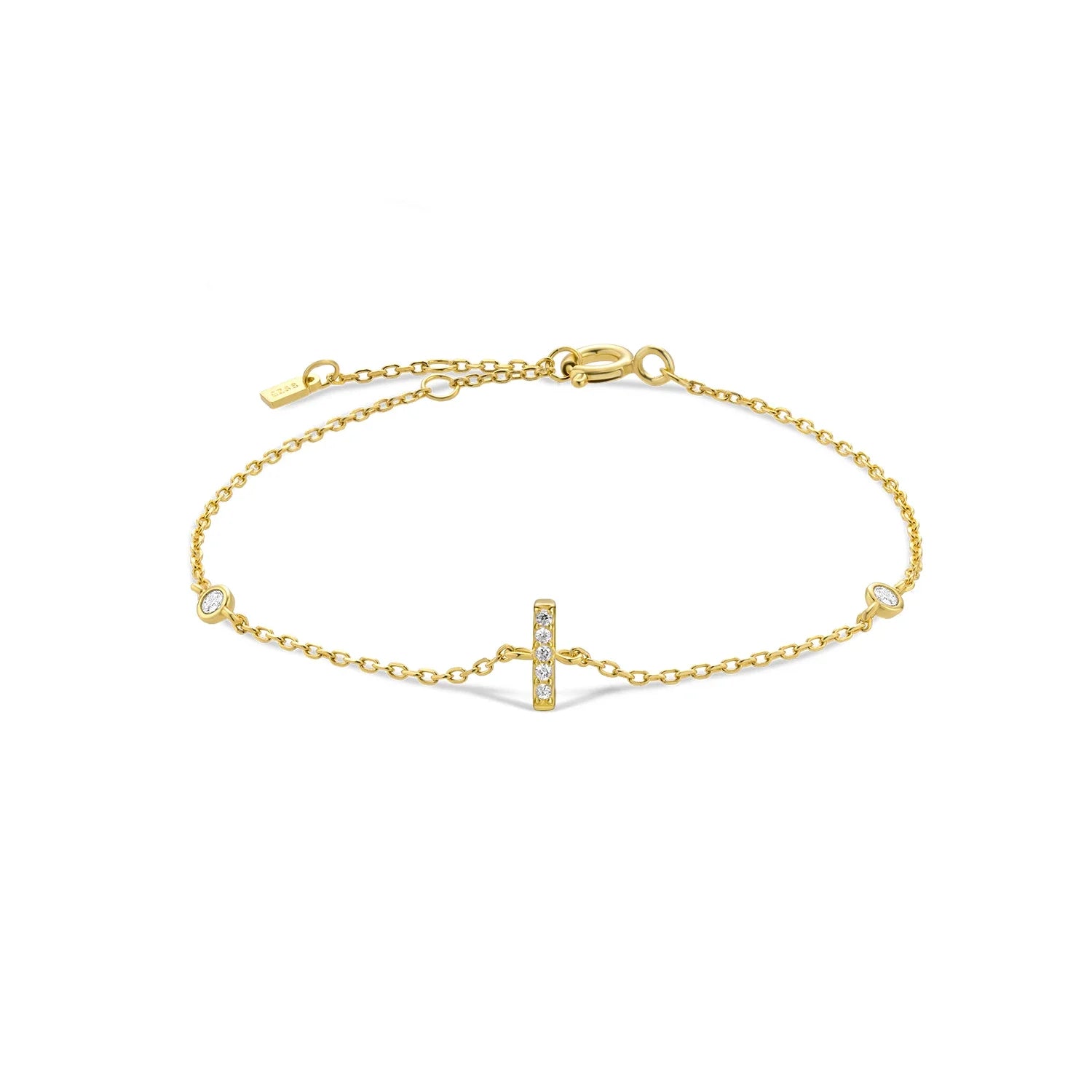 925 Sterling Silver Initial 26 Letters Alphabet Monogram Gold Name Bracelet Crystal CZ Zircon 2021 Fashionable Jewelry