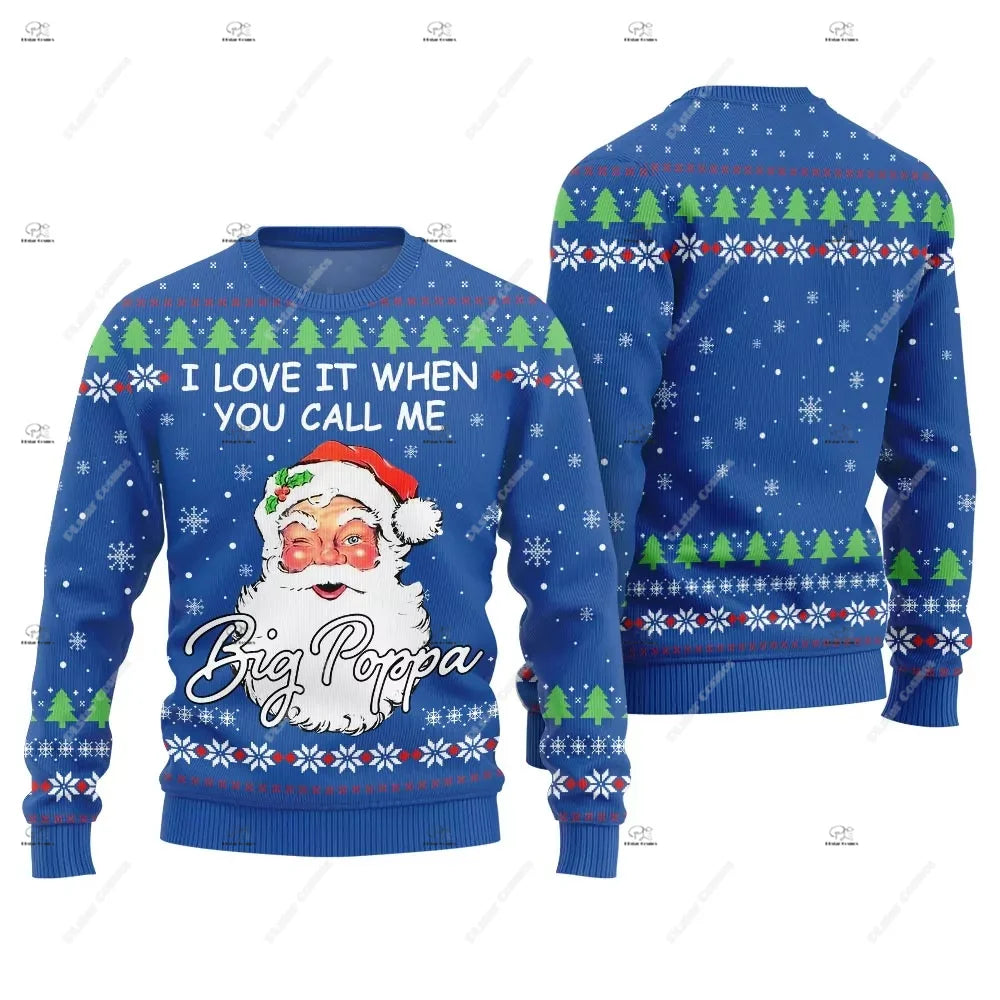 Christmas Santa Claus Pet Cat Knitted Ugly Sweater Graffiti Retro Vintage 3DPrint Pullover Harajuku Casual Funny Long Sleeves 43