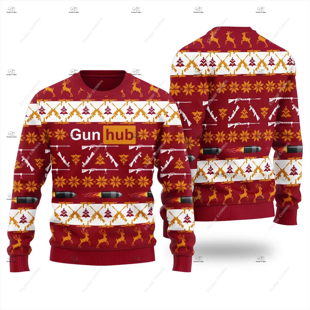 Christmas Santa Claus Pet Cat Knitted Ugly Sweater Graffiti Retro Vintage 3DPrint Pullover Harajuku Casual Funny Long Sleeves 43
