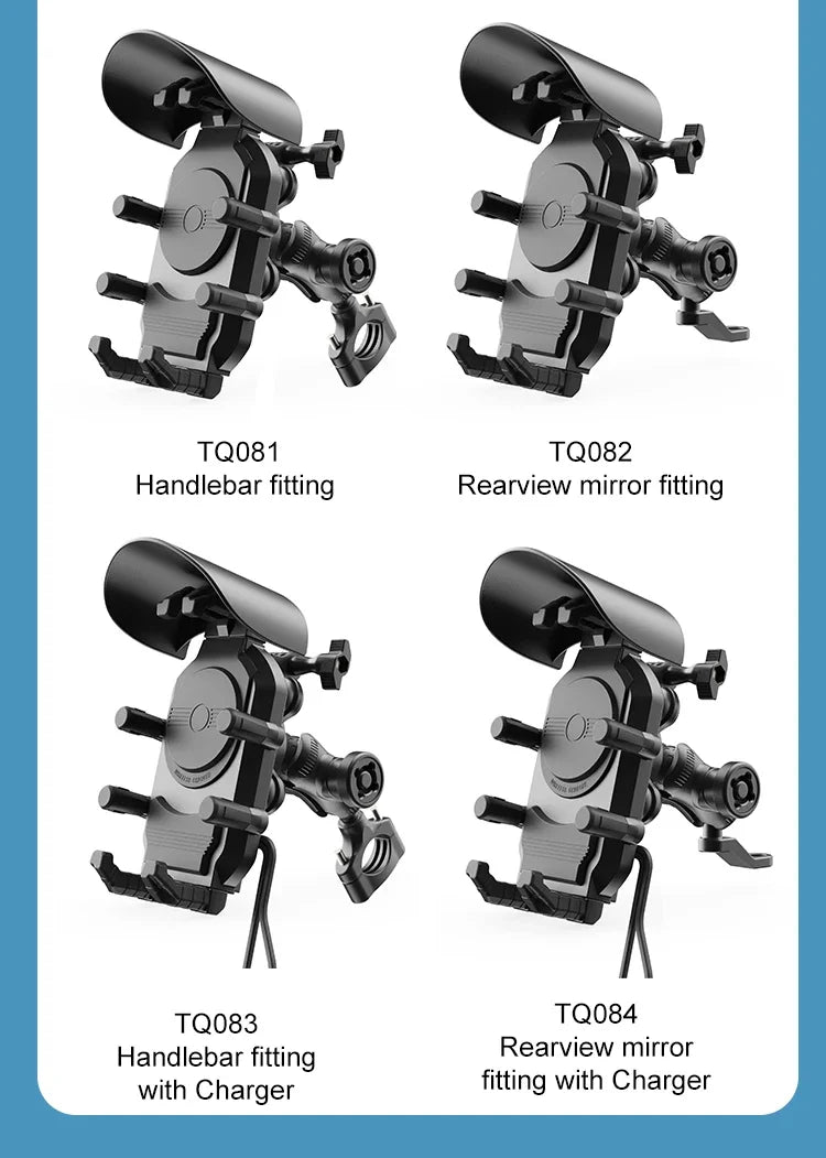 Shockproof Motorcycle Phone Holder 15W Wireless Charger & 18W USB 30W Type C Fast Charging Motorbike Bicycle Bike Scooter Stand