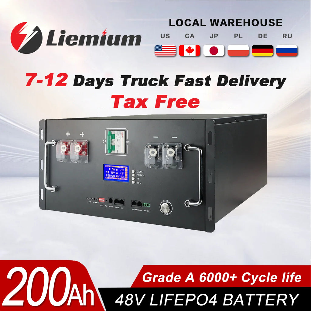 48V 100Ah 50Ah 120Ah 200Ah 300Ah LiFePO4 Battery 16S Built-in BMS 51.2V Lithium Iron Phosphate Batteries for RV Solar No VAT&TAX