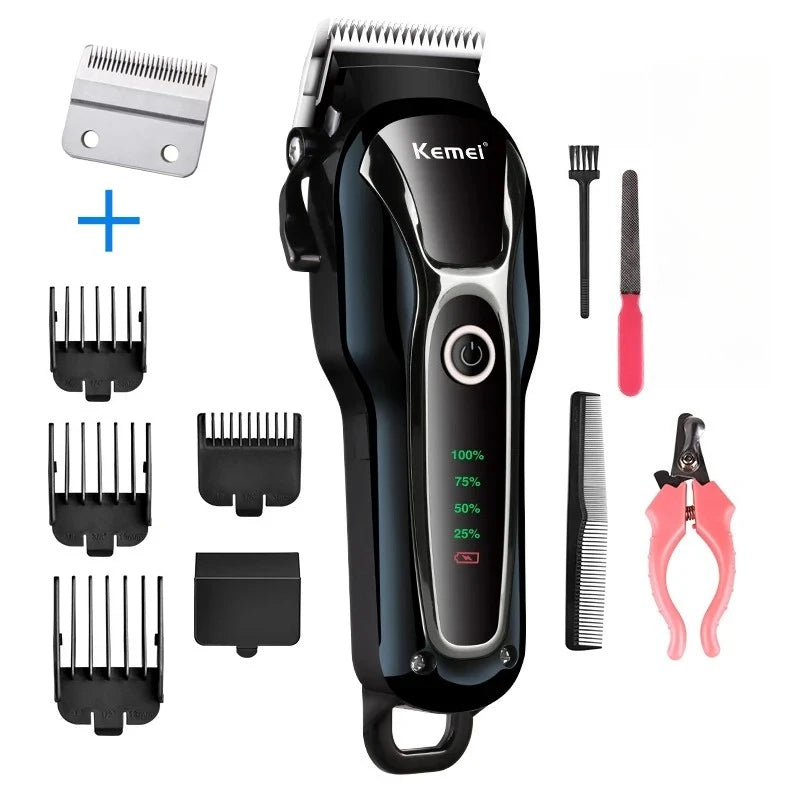 Kemei Rechargeable Professional Dog Hair Trimmer for Cat Cutter Grooming Machine Hair Remover Animal Hair Clipper for Pet
