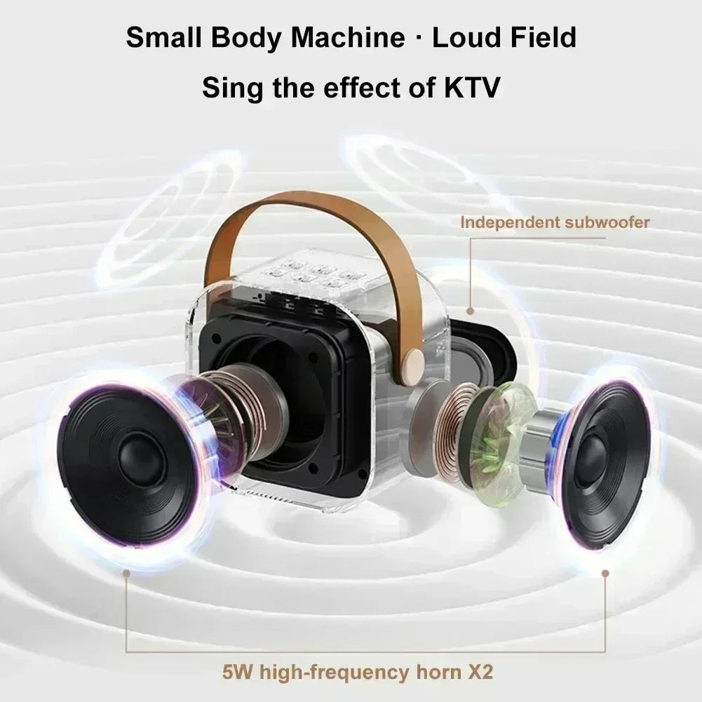 K12 Bluetooth speaker karaoke machine portable speaker system with 2 wireless microphones family family singing children's gif