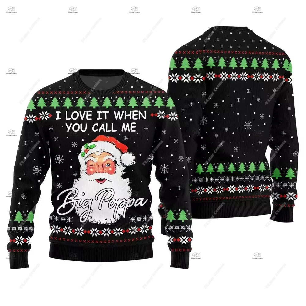 Christmas Santa Claus Pet Cat Knitted Ugly Sweater Graffiti Retro Vintage 3DPrint Pullover Harajuku Casual Funny Long Sleeves 43