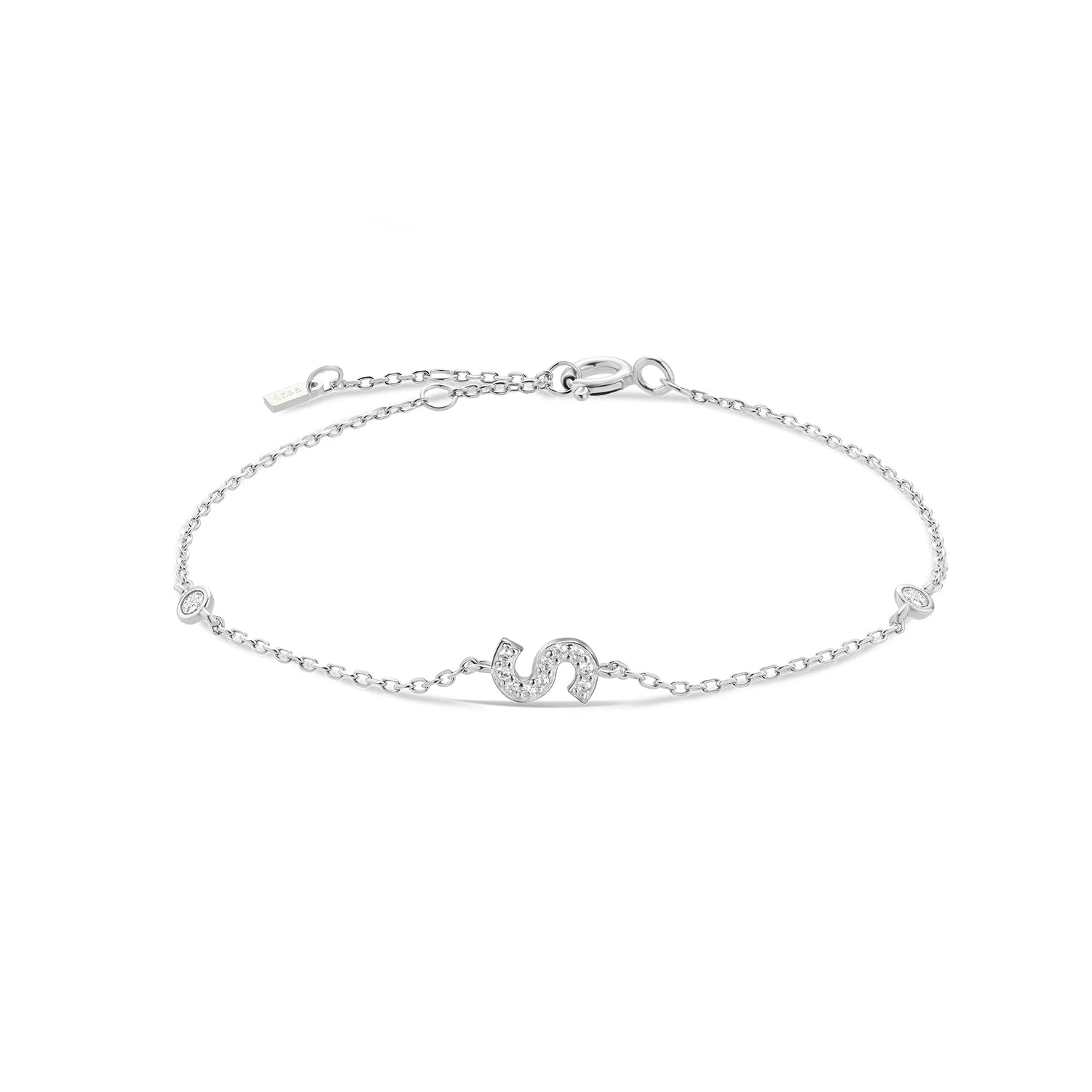925 Sterling Silver Initial 26 Letters Alphabet Monogram Gold Name Bracelet Crystal CZ Zircon 2021 Fashionable Jewelry