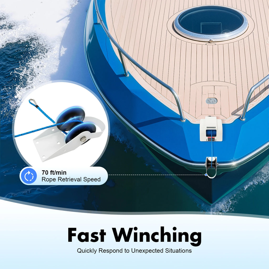 Electric Boat Anchor Winch Saltwater Pontoon Anchor Winch For Small Boats With Wireless Remote Control Kit 45 Lbs