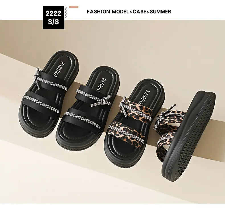 Ladies Summer Casual Flat Sandals Anti Slip Stable Sole Elegant Simple Design Daily Walking Student Footwear