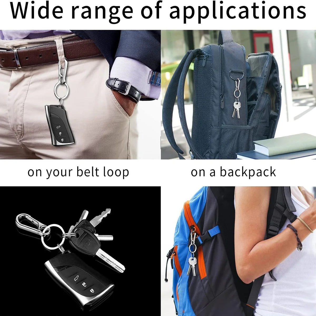 3-Piece Set of Metal Carabiner Keychains, Key Rings, Key Clips, Hooks, and Storage Holders Suitable for Car Key Finders, Men and Women, Outdoor Hiking, and Camping