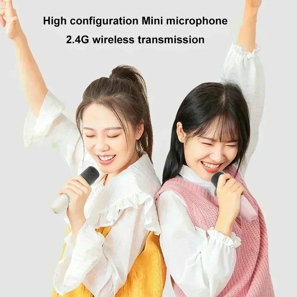 K12 Bluetooth speaker karaoke machine portable speaker system with 2 wireless microphones family family singing children's gif