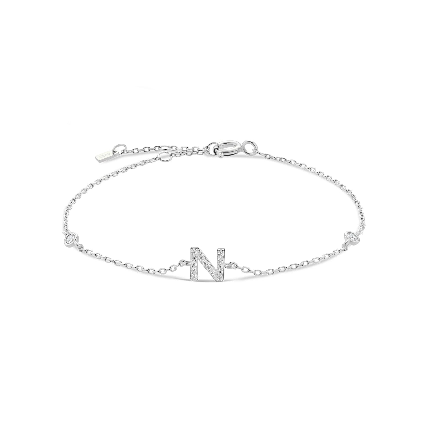 925 Sterling Silver Initial 26 Letters Alphabet Monogram Gold Name Bracelet Crystal CZ Zircon 2021 Fashionable Jewelry