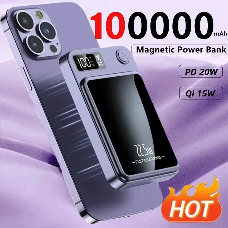 10000mah Portable Macsafe Magnetic Power Bank Fast Wireless Charger For iphone 12 13 14 Pro Max External Auxiliary Battery Pack