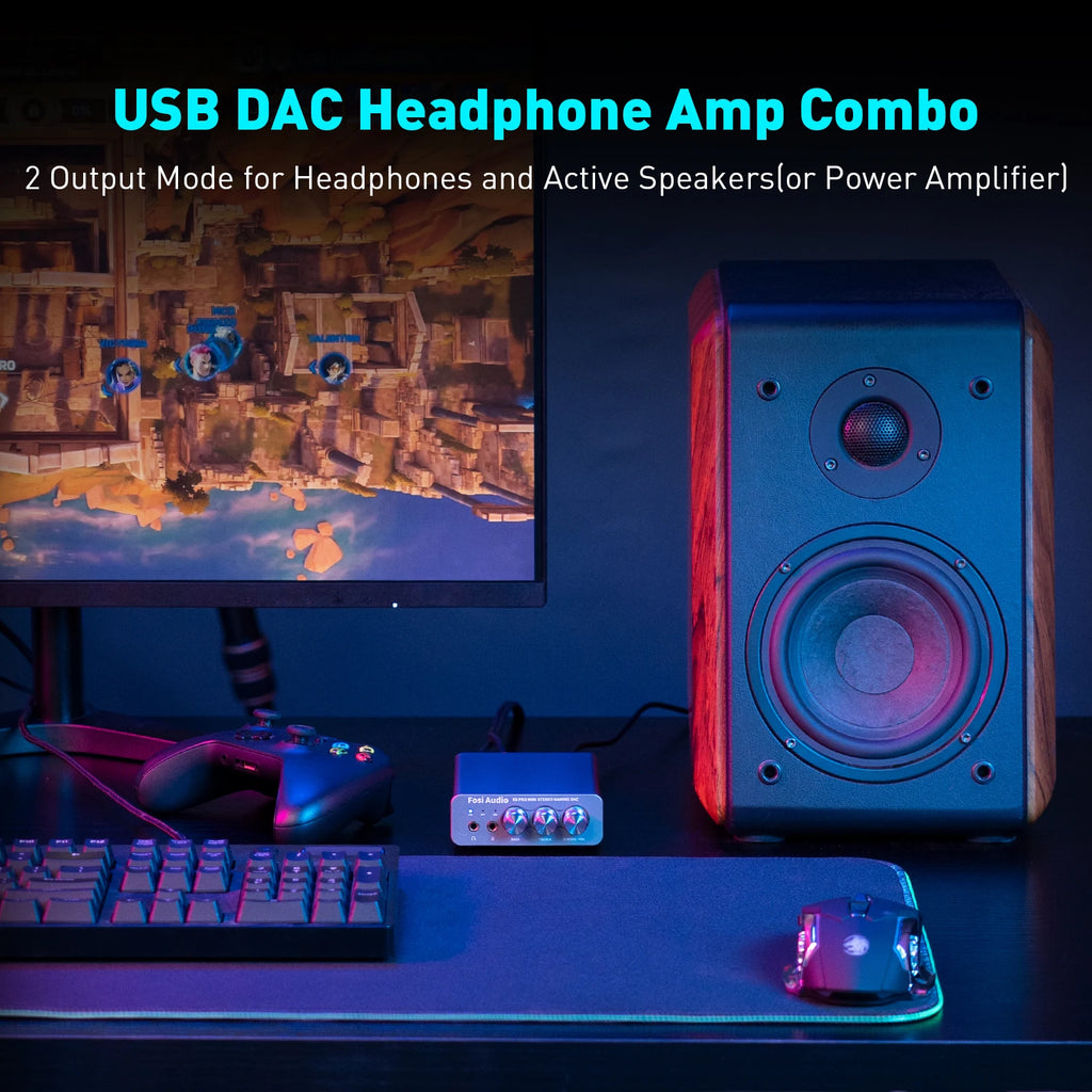 Fosi Audio K5 PRO Gaming USB DAC With Microphone Headphone Amplifier Desktop Mini Audio DAC Amp For PS5 PC
